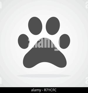 Cane o gatto paw icona Stampa. Illustrazione Vettoriale. Paw print sign in design piatto isolato Illustrazione Vettoriale