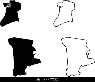 Semplice (solo angoli acuti) Mappa di Macao (regione amministrativa speciale di Macao della Repubblica Popolare Cinese) disegno vettoriale. Proiezione di Mercatore. Illustrazione Vettoriale