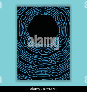 Concetto creativo meta blu e nero texture scheme, pagina progettazione del modello abstract techno sfondo per web e print design Illustrazione Vettoriale