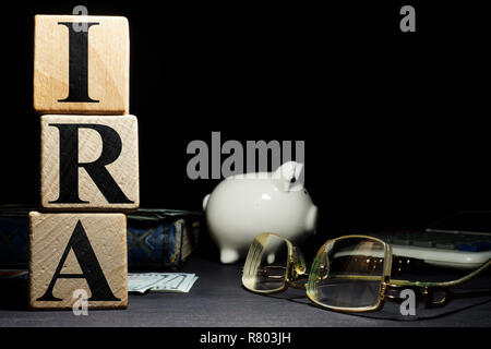 Parola ira di singoli account di pensionamento da cubi di legno. Foto Stock