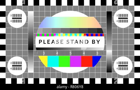 Retrò prova tv schermo. Vecchio chip di calibrazione modello grafico Illustrazione Vettoriale