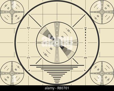 Vintage tv schermata test pattern per la calibrazione della televisione Illustrazione Vettoriale