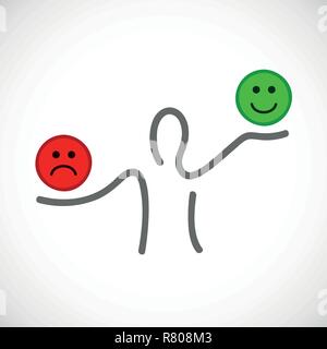 Positivo e pensiero negativo ispirazione e motivazione concetto illustrazione vettoriale EPS10 Illustrazione Vettoriale