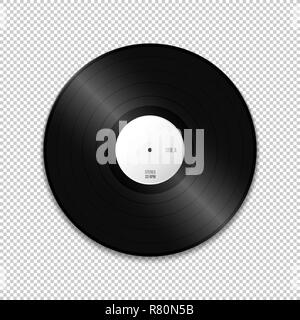 Vettore di carta bianca etichetta LP VINYL record vuoto mock up illustrazione realistica con modello shadow design isolato su sfondo trasparente Illustrazione Vettoriale