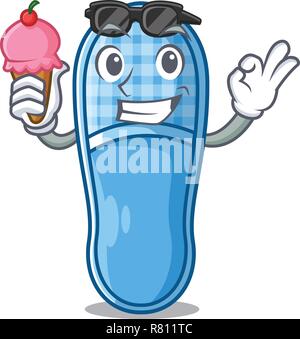 Con gelato pantofole per dormire isolati su mascotte Illustrazione Vettoriale