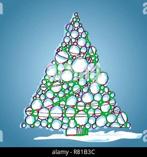 Albero di natale di sfere, disegnati a mano, illustrazione vettoriale Illustrazione Vettoriale