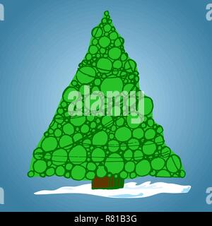 Albero di natale di sfere, disegnati a mano, illustrazione vettoriale Illustrazione Vettoriale