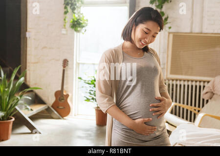 Donne in stato di gravidanza alla vita familiare Foto Stock