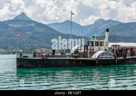 Il battello a vapore Kaiser Franz Josef I sul Wolfgangsee, Austria Foto Stock