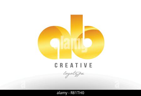 Progettazione di alfabeto lettera di combinazione di logo ab a b con oro metallico dorato colore gradiente per una società o business Illustrazione Vettoriale