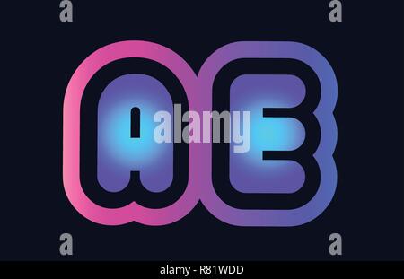 Progettazione di alfabeto combinazione lettera ae una rosa e blu il colore del gradiente adatto come un logo per una società o business Illustrazione Vettoriale