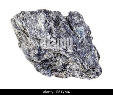 La fotografia macro di naturale minerale da collezione geologica - quarzo grezzo biotite con pietra scistosa su sfondo bianco Foto Stock