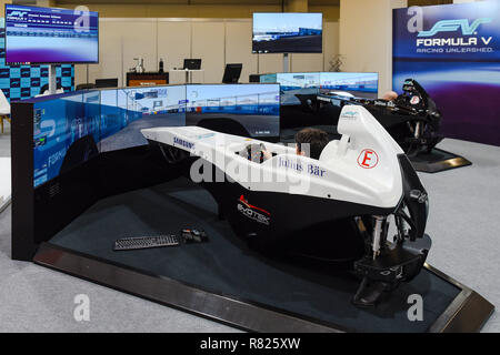 Formula e racing simulatore di auto, Zurigo motor show, Zurigo, Svizzera Foto Stock