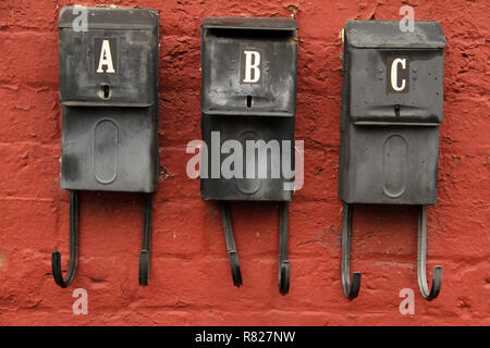 Scatole di lettere vintage a Rogersville, Tennessee, Stati Uniti Foto Stock