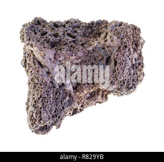 La fotografia macro di naturale minerale da collezione geologica - ruvida pietra pomice su sfondo bianco Foto Stock