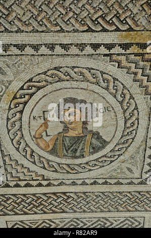 Mosaico raffigurante Ktisis ("Creazione') dal bagno di casa di Eustolios, Kourion acropoli di epoca romana e tardo IV secolo d.c. Cipro Foto Stock