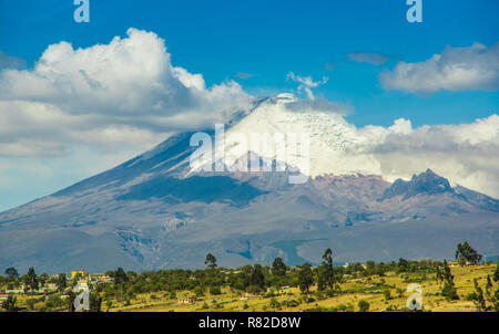 Il vulcano Cotopaxi e il suo parco presso sunrise Latacunga Ecuador Foto Stock
