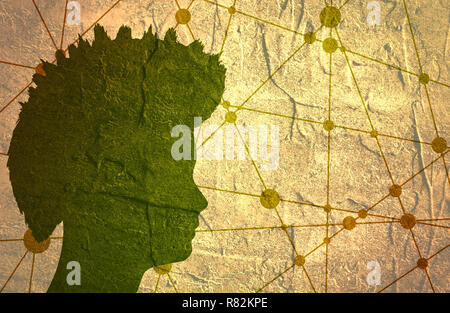 Profilo della testa di un uomo. Modello brochure Foto Stock