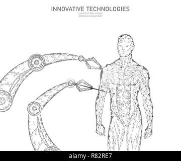 Abstract il corpo umano anatomia. Ingegneria del DNA scienza tecnologia dell'innovazione. Genoma ricerca sanitaria terapia genica medicina bassa poli 3D render geometriche poligonali di realtà virtuale illustrazione vettoriale Illustrazione Vettoriale