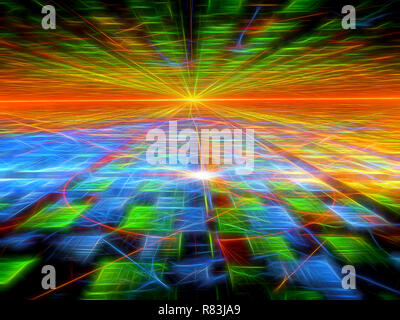Il Neon incandescente sfondo in prospettiva - generati digitalmente immagine Foto Stock