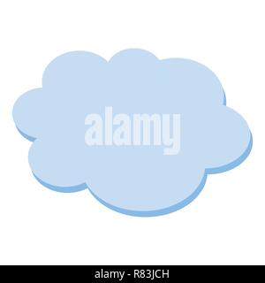 Cloud blu piatto semplice icona simbolo su bianco Illustrazione Vettoriale