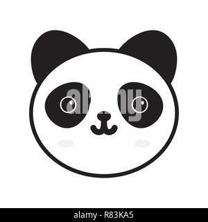 Grazioso Panda face icona in stile appartamento. Illustrazione Vettoriale. Semplice faccia Panda isolato Illustrazione Vettoriale