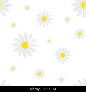Seamless motivo floreale con isolati camomilla. Illustrazione Vettoriale. Fiore carino in stile appartamento. Illustrazione Vettoriale