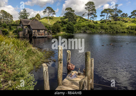 Hobbiton, set cinematografico, Waikato, Matamata, Nuova Zelanda Foto Stock