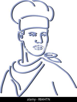 In stile retrò illustrazione mostrante una degli anni novanta insegna al neon luce di illuminazione di segnaletica di uno chef, baker o cucinare indossando un cappello e sciarpa cercando di lato. Illustrazione Vettoriale