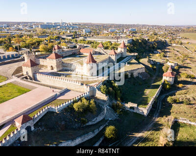 Vista aerea di Tighina (Bender; Tighina) fortezza ottomana, non riconosciuti Pridnestrovian Repubblica Moldava (Transnistria; PMR), la Moldova. Trans-Dniester Foto Stock