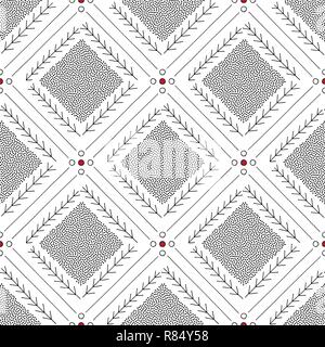 Disegnata a mano astratto modello senza giunture. Geometrica sfondo minimalista in stile scandinavo. Elegante texture di superficie per i disegni, tessili, wrappi Illustrazione Vettoriale