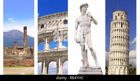 Raccolta banner verticali con i punti di riferimento di Italia Foto Stock