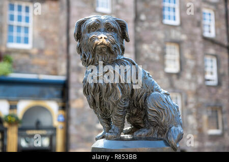 Il memoriale al famoso cane fedele, Greyfriars Bobby, mostra segni di fieno interazione wit il numero di turisti che frequentano che vista annualmente in pronto soccorso Foto Stock