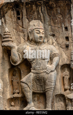 Le Grotte di Longmen patrimonio area di conservazione del buddismo sculture, Luoyang, Henan, Cina Foto Stock