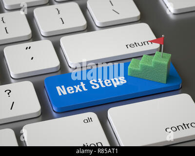 I prossimi passi sulla tastiera, rendering 3d,immagine concettuale Foto Stock