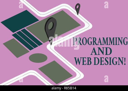 Conceptual la scrittura a mano che mostra la programmazione e il web design. Business photo vetrina per lo sviluppo di siti web progettazione di pagine web mappa stradale del marchio di navigazione Foto Stock