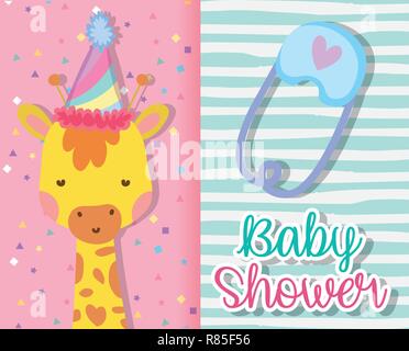 Scheda giraffe decorazione di invito nel bambino, doccia Illustrazione Vettoriale