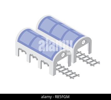 Fast moderno treno ad alta velocità. Piatto di vettore 3d illustrazione isometrica del trasporto pubblico. Trasporto merci per il trasporto di grandi numeri di passeggeri. Illustrazione Vettoriale