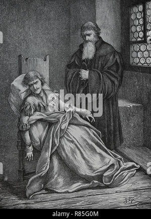 Ulrich von Hutten (1488-1523). Studioso tedesco, poeta e critico del cattolicesimo. Ultimi momenti. Incisione di germanio, 1882. Foto Stock