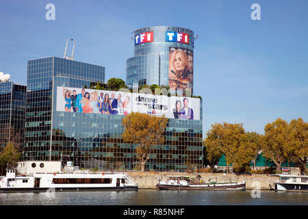 TFI, televisione privata, più visti in Europa, sulle rive del Fiume Senna, Parigi Foto Stock