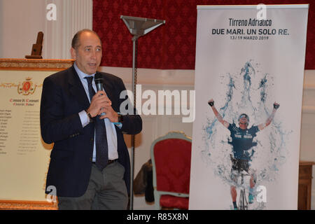 Foto Simone Fanini/LaPresse 13 Dicembre 2018 Recanati (MC) ItaliaSport - Ciclismo Presentazione Tirreno Adriatica 2018/2019 Nella foto: Stefano ALLOCCHIO dirigente sportivo Foto Stock