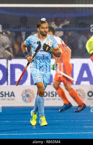 Bhubaneswar, India. 13 dicembre, 2018. Hockey Odisha uomini di Coppa del Mondo di Bhubaneswar 2018. Luogo: Kalinga Stadium. Sumit Sumit durante il gioco India vs Paesi Bassi. Credito: Pro scatti/Alamy Live News Foto Stock