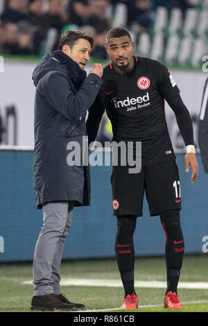 Wolfsburg, Deutschland. Xx gen, 2018. Pullman Niko KOVAC (F) dà Kevin-Prince BOATENG (F) istruzioni sugli spalti durante la partita; Soccer 1. Bundesliga, 19. Giornata VfL Wolfsburg (WOB) - Eintracht Francoforte (F) 1: 3 su 20/01/2018 in Wolfsburg/Germania. | Utilizzo di credito in tutto il mondo: dpa/Alamy Live News Foto Stock