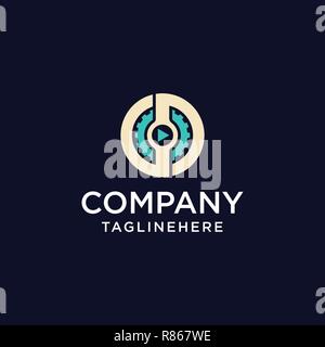 Gioco ingranaggio di logo, industria e logo della tecnologia Illustrazione Vettoriale