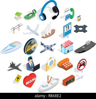 Trasporto di lusso set di icone, stile isometrico Illustrazione Vettoriale