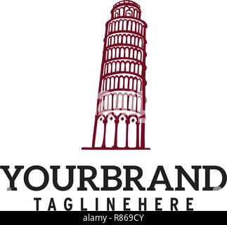 Torre di Pisa vector logo design Illustrazione Vettoriale