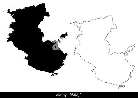 Wakayama Prefettura (divisioni amministrative del Giappone, Prefetture del Giappone) mappa illustrazione vettoriale, scribble schizzo Wakayama mappa Illustrazione Vettoriale