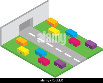 Moderna città isometrica Illustrazione Vettoriale