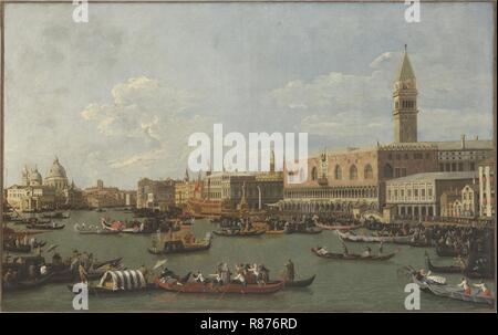 Canaletto - Il Bucintoro al Molo il giorno dell'Ascensione Cat292. Foto Stock
