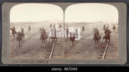 Cowboys treno seguente e rasserenanti Presidente Theodore Roosevelt, Hugo, Colorado, Stati Uniti d'America, scheda Stereo, Underwood & Underwood, Giugno 12, 1903 Foto Stock